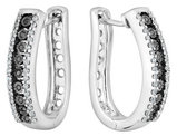 1/5 Carat (ctw I2-I3) Black and White Diamond Hoop Earrings in Sterling Silver
